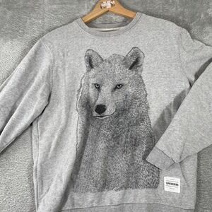 SupremeBeing Wolf Sweatshirt Mens Medium Gray Graphic Crewneck Pullover‎
